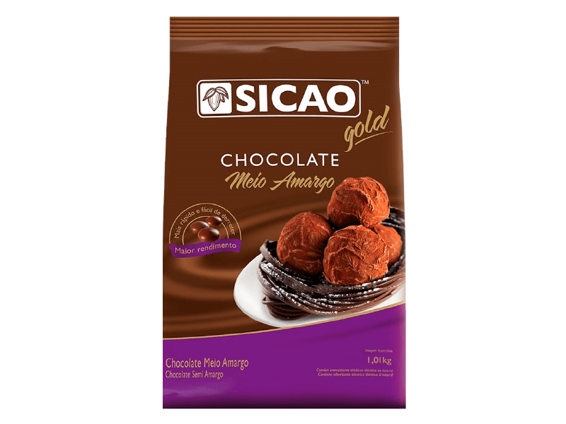 Gotas De Chocolate Meio Amargo 1,01Kg Sicao Gold