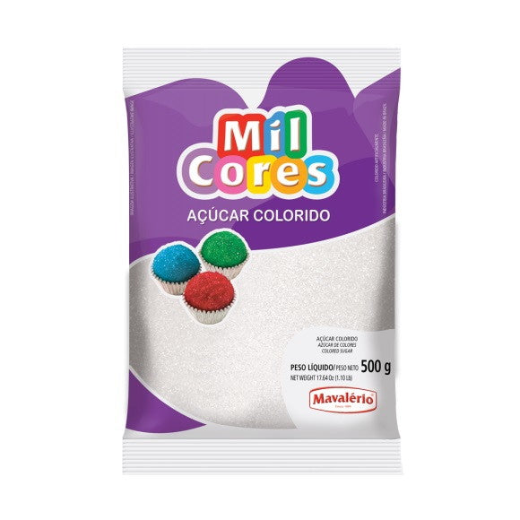 Açúcar Colorido Branco Mil Cores Mavalério 500g